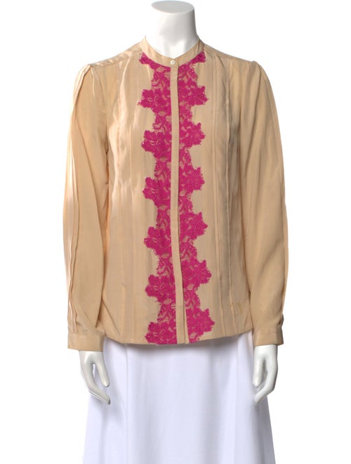 Diane von Furstenberg Printed Mock Neck Button-Up Top