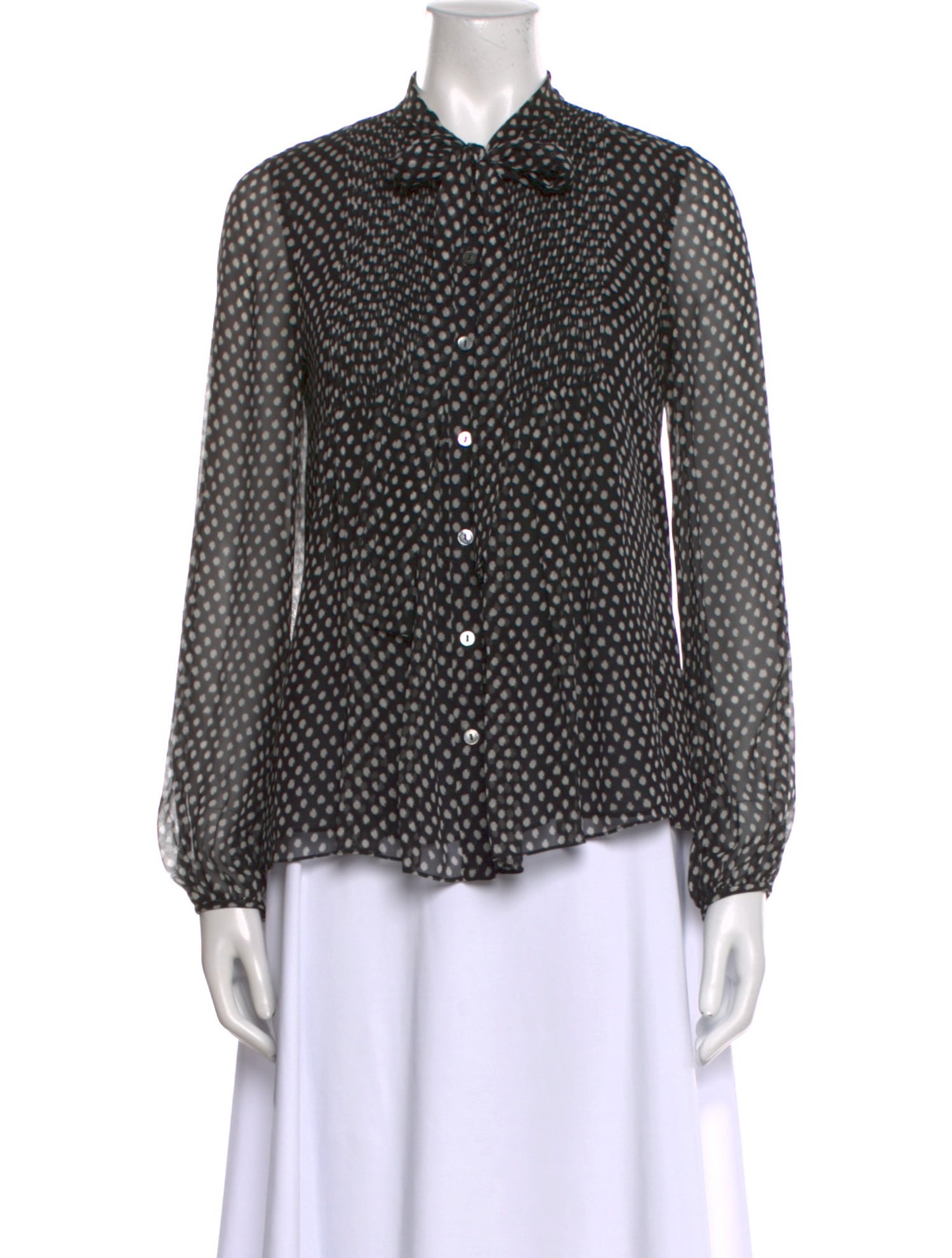 Diane von Furstenberg Silk Polka Dot Print Button-Up Top