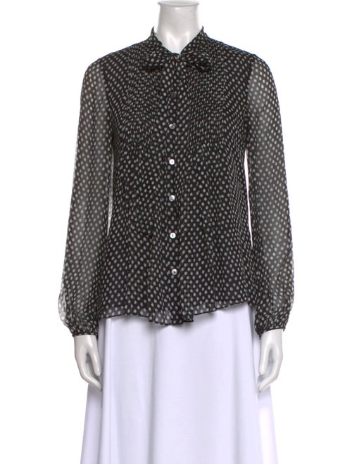 Diane von Furstenberg Silk Polka Dot Print Button-Up Top