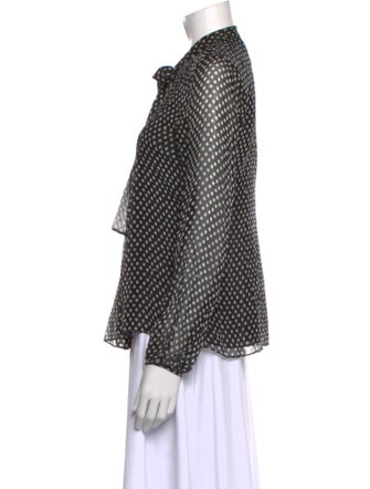 Diane von Furstenberg Silk Polka Dot Print Button-Up Top