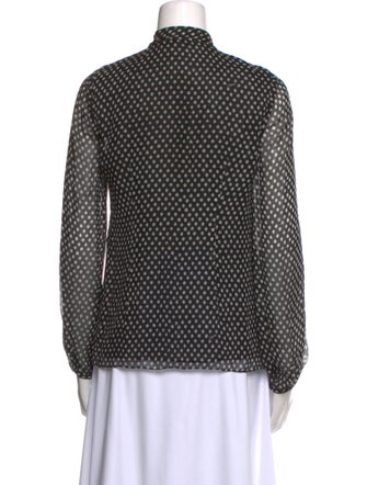 Diane von Furstenberg Silk Polka Dot Print Button-Up Top