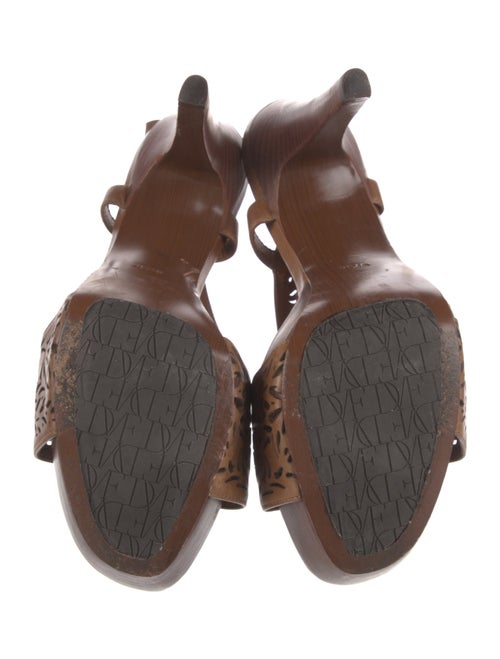 Diane von Furstenberg Leather Lasercut Accents Slingback Sandals