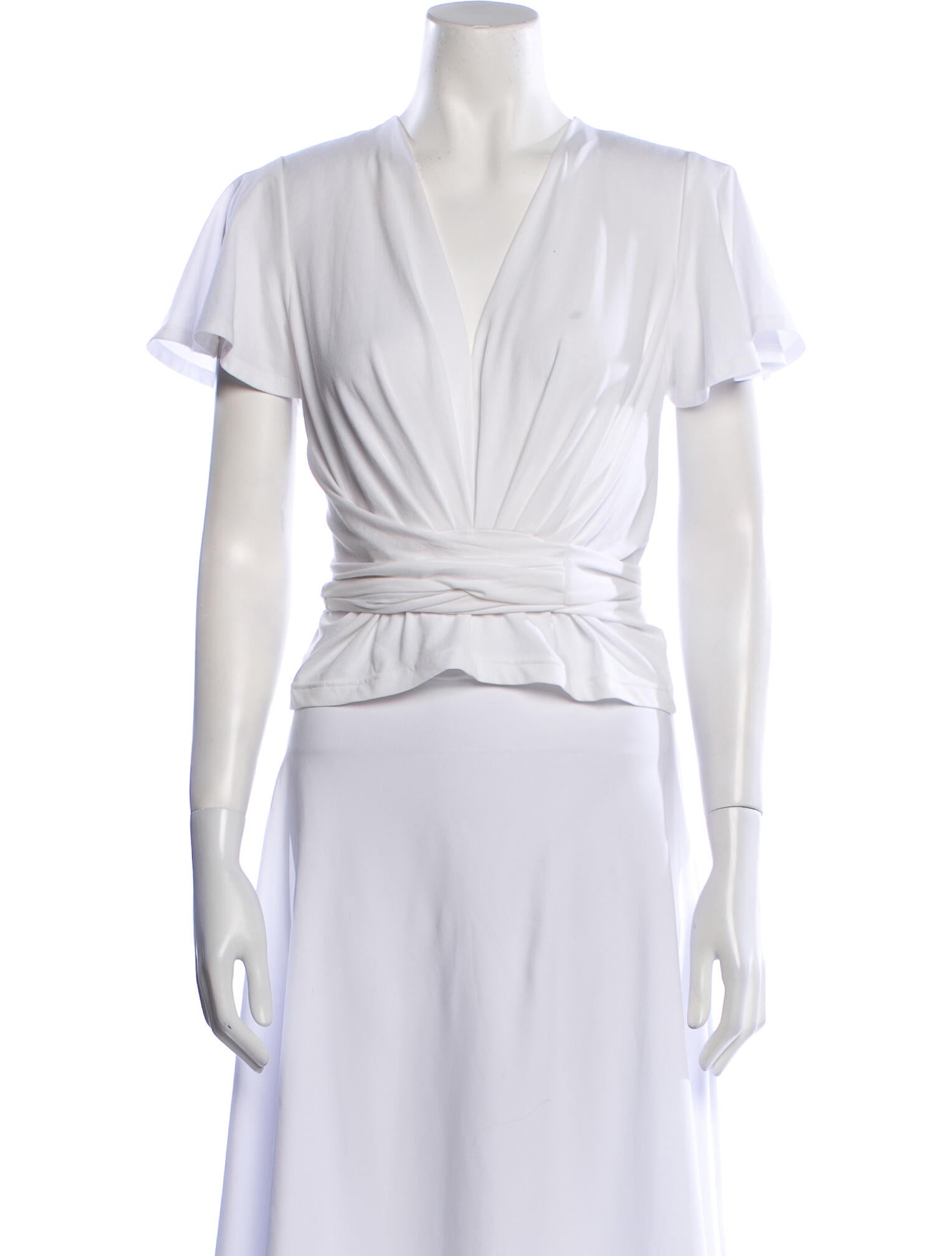 Diane von Furstenberg V-Neck Short Sleeve Crop Top