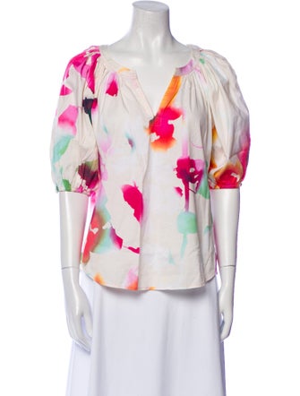 Diane von Furstenberg Tie-Dye Print V-Neck Blouse