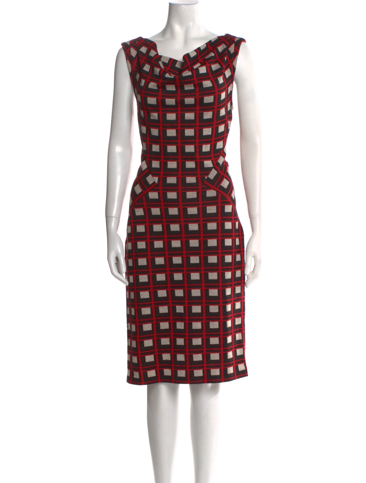 Diane von Furstenberg Plaid Print Midi Length Dress