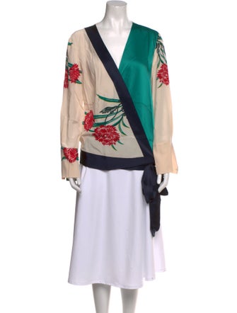 Diane von Furstenberg Silk Floral Print Blouse
