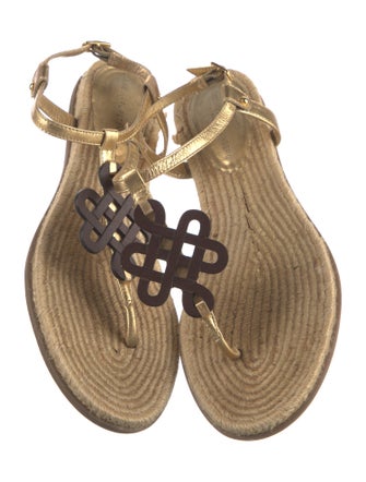 Diane von Furstenberg Leather T-Strap Sandals