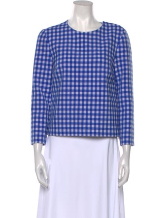 Diane von Furstenberg Plaid Print Crew Neck Crop Top