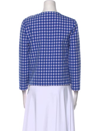 Diane von Furstenberg Plaid Print Crew Neck Crop Top