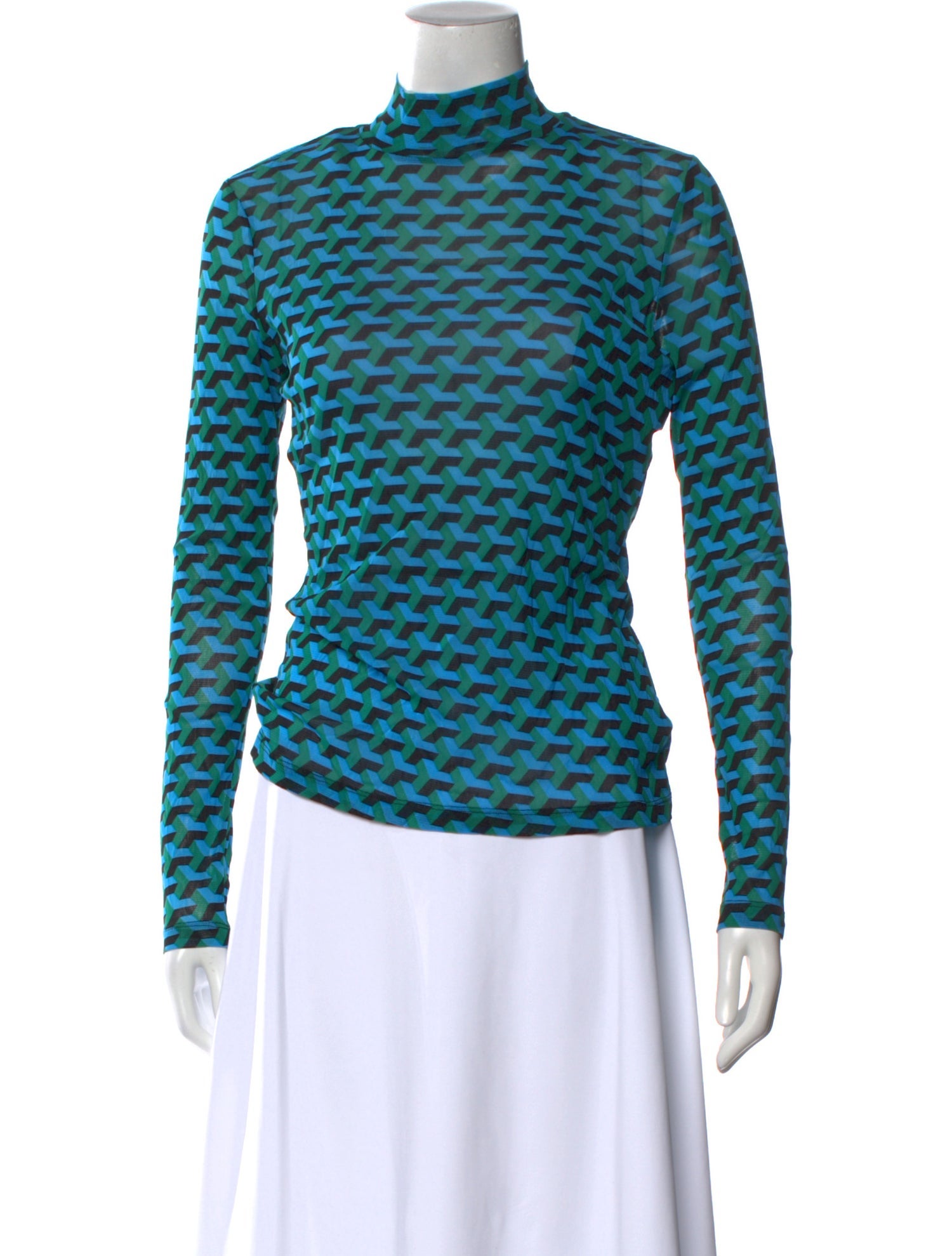 Diane von Furstenberg Printed Mock Neck Top