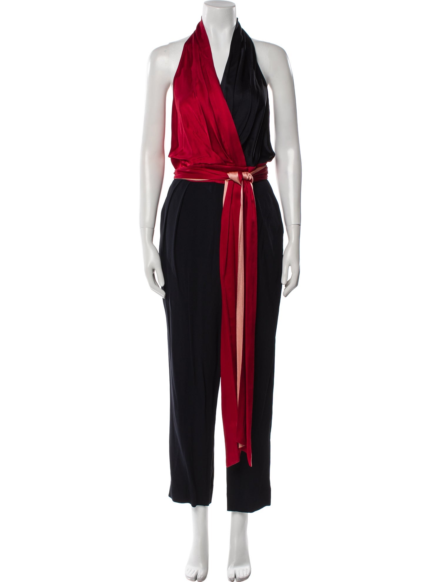 Diane von Furstenberg Colorblock Pattern Halterneck Jumpsuit