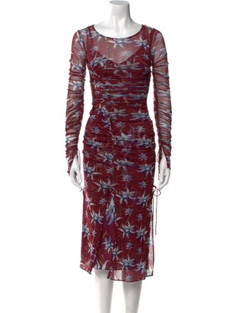Diane von Furstenberg Floral Print Midi Length Dress