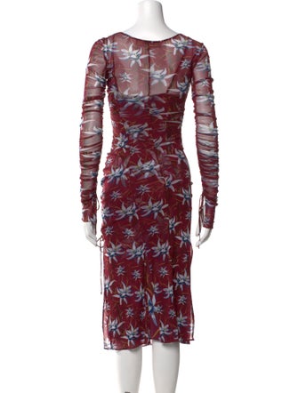 Diane von Furstenberg Floral Print Midi Length Dress