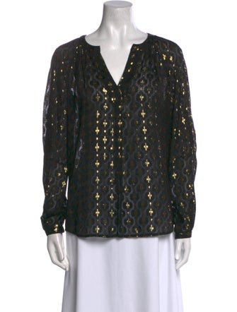Diane von Furstenberg Printed V-Neck Blouse