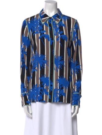 Diane von Furstenberg Silk Printed Button-Up Top
