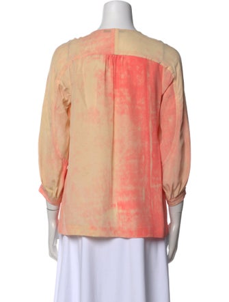 Diane von Furstenberg Silk Tie-Dye Print Blouse