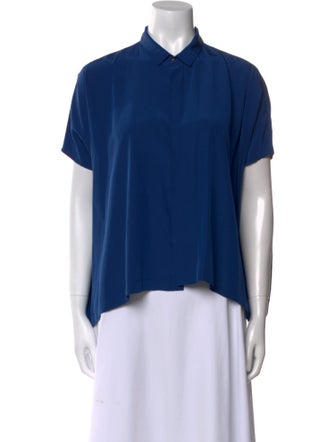 Diane von Furstenberg Silk Short Sleeve Button-Up Top