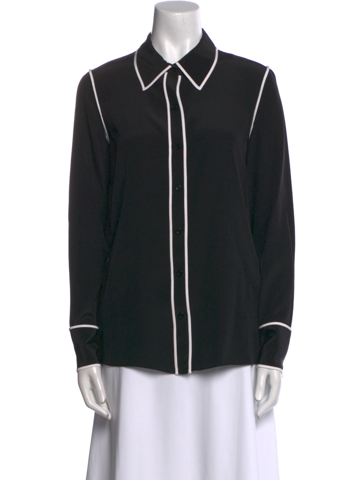 Diane von Furstenberg Silk Long Sleeve Button-Up Top