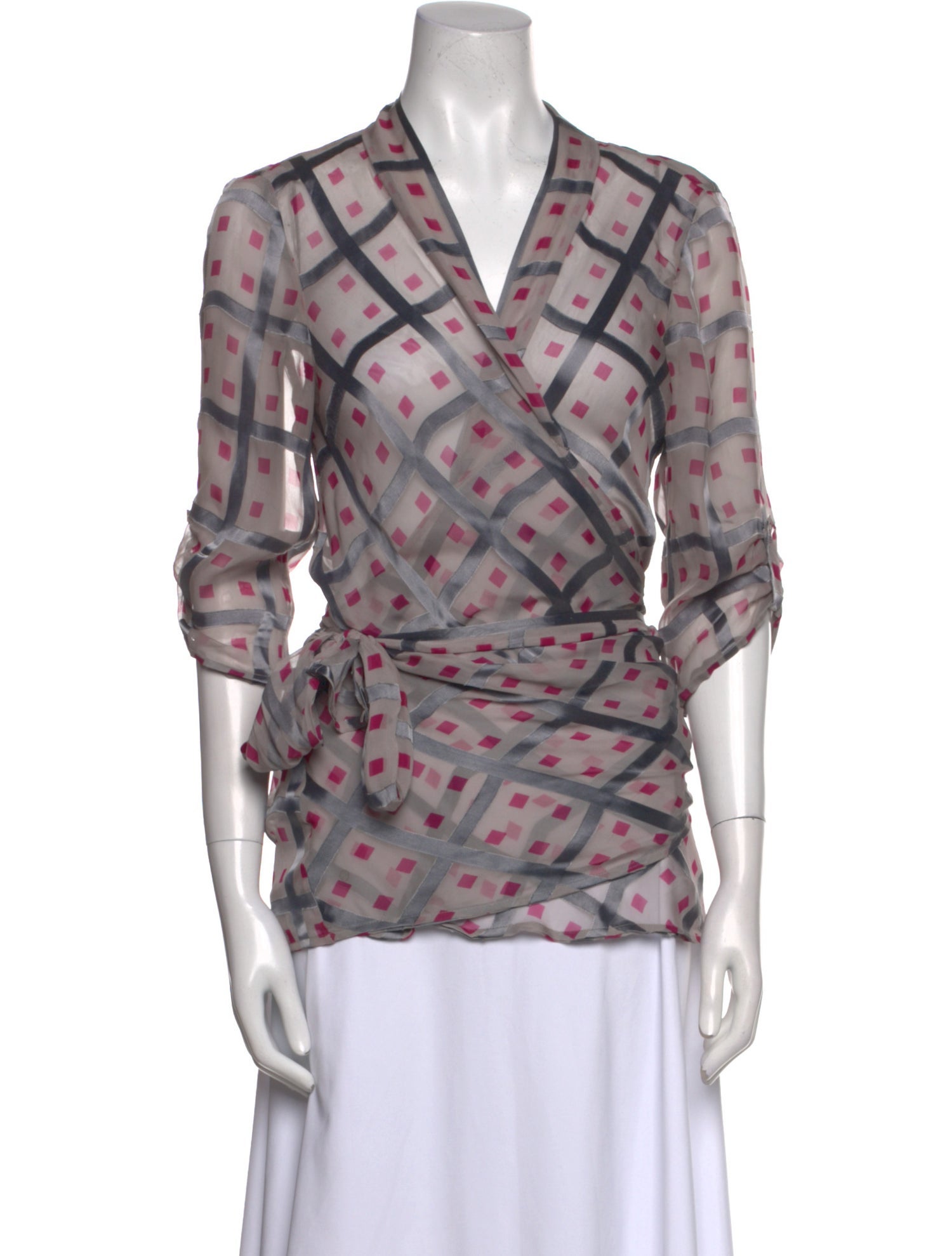 Diane von Furstenberg Printed V-Neck Blouse