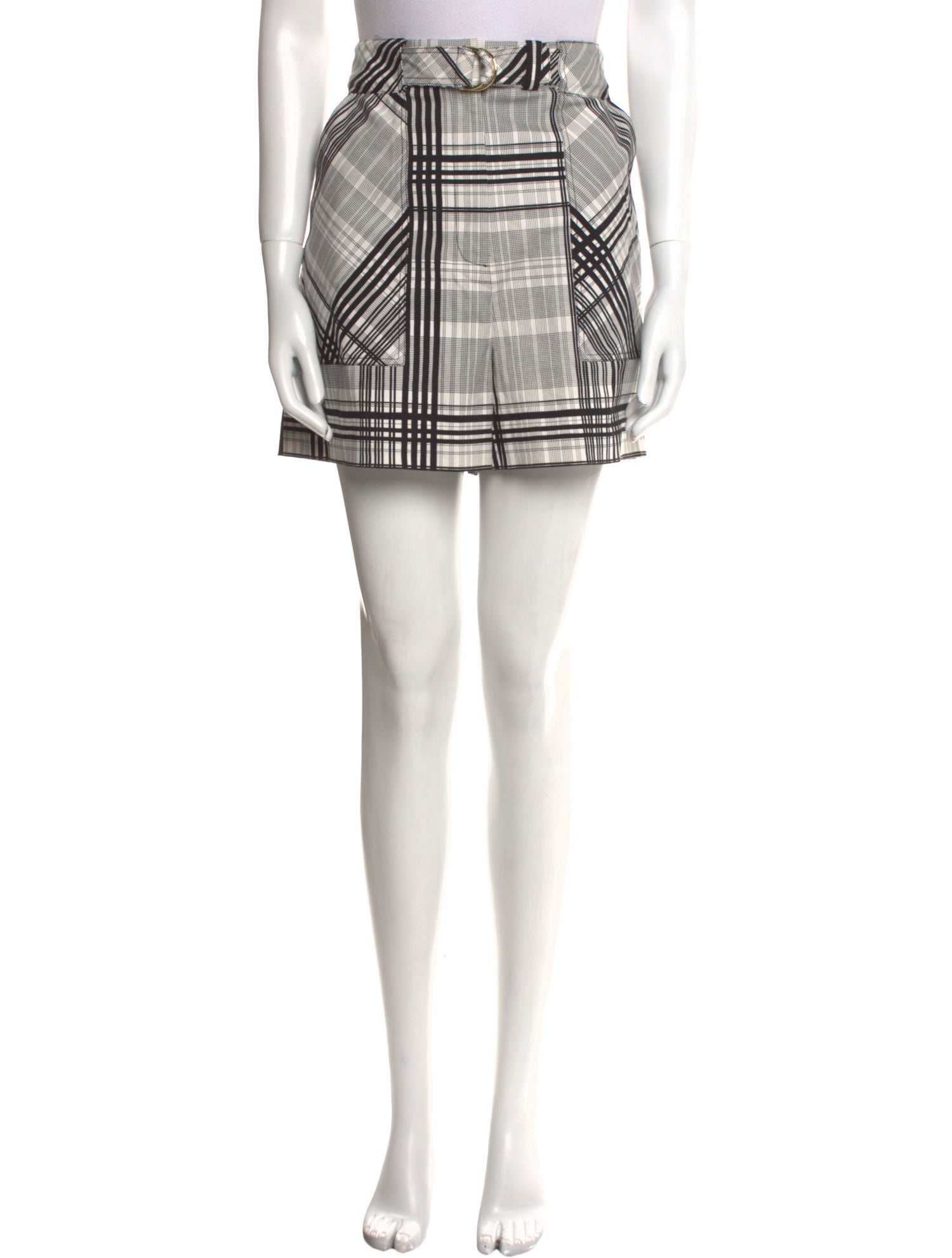 Diane von Furstenberg Plaid Print Mini Shorts