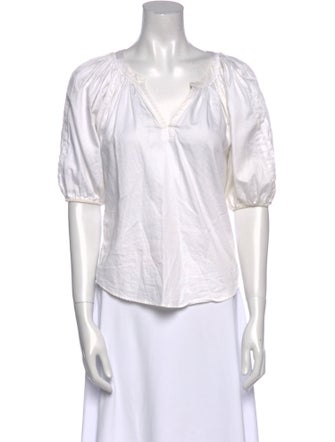Diane von Furstenberg V-Neck Three-Quarter Sleeve Blouse