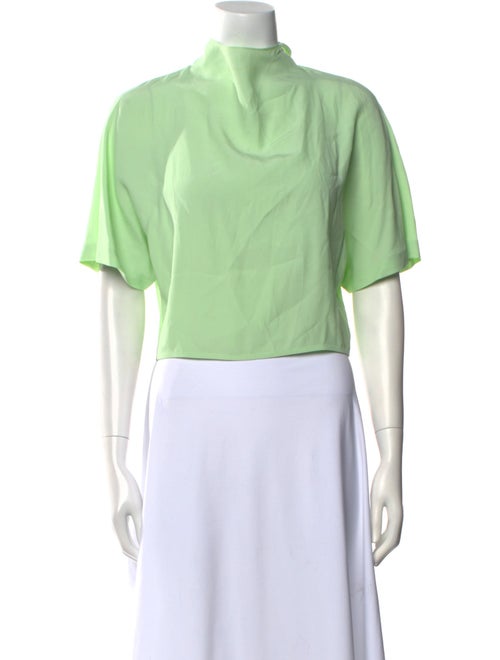 Diane von Furstenberg Cowl Neck Short Sleeve Crop Top