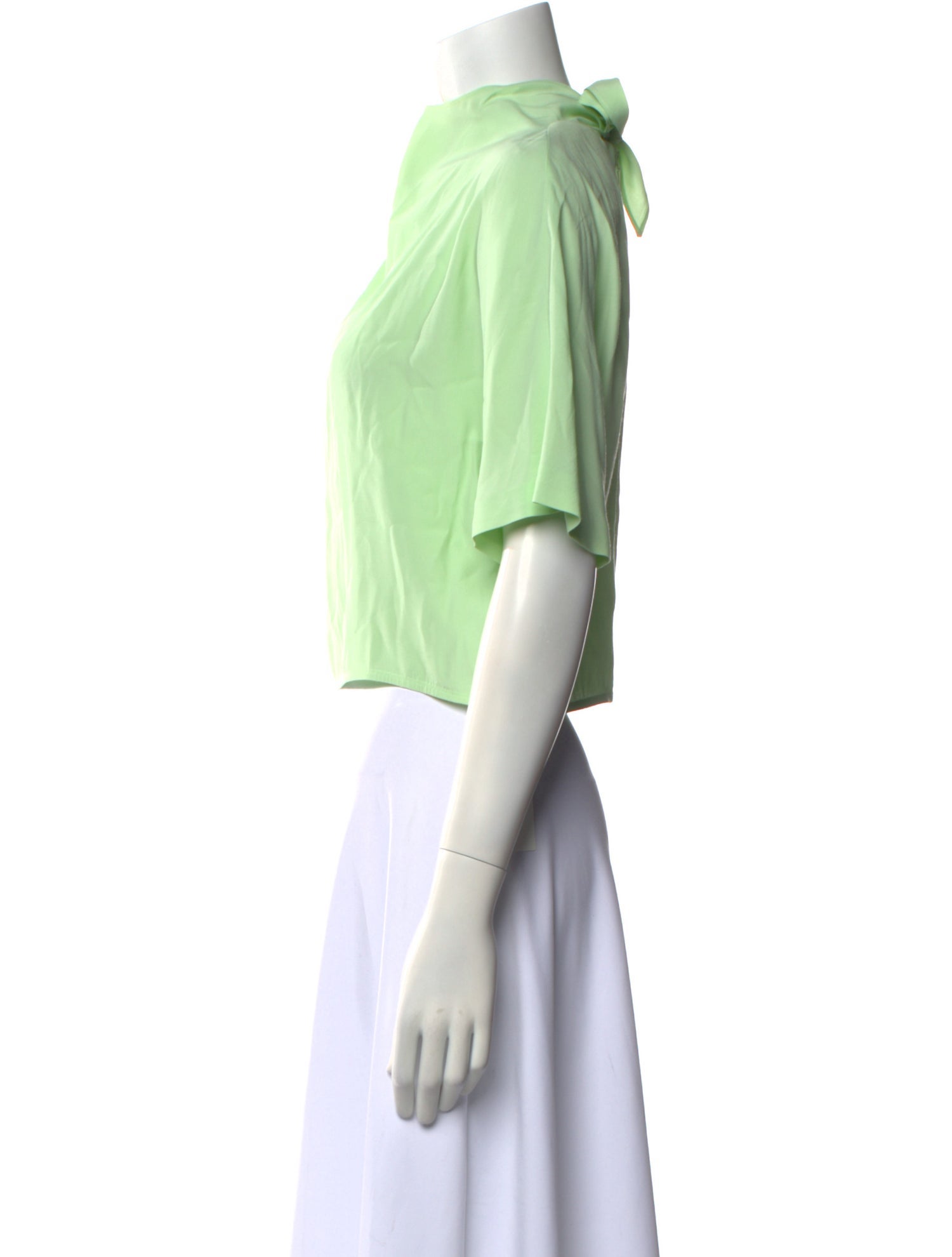 Diane von Furstenberg Cowl Neck Short Sleeve Crop Top