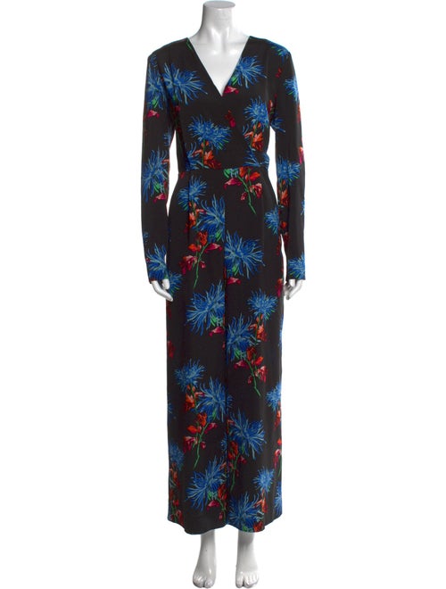 Diane von Furstenberg Floral Print V-Neck Jumpsuit