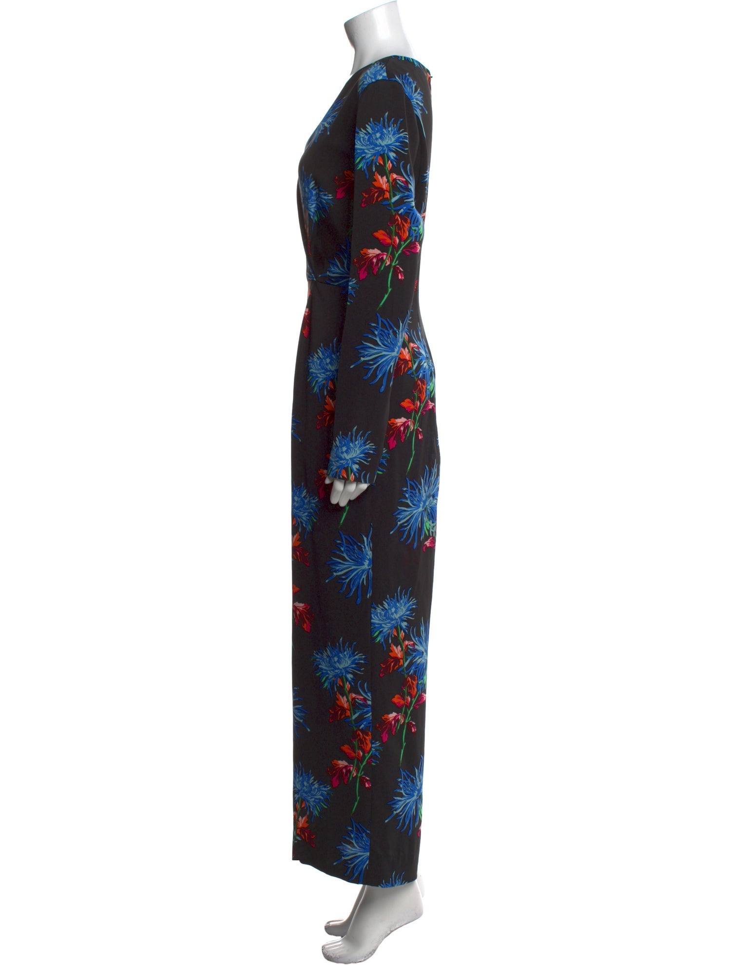 Diane von Furstenberg Floral Print V-Neck Jumpsuit