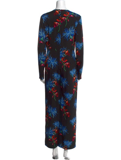 Diane von Furstenberg Floral Print V-Neck Jumpsuit
