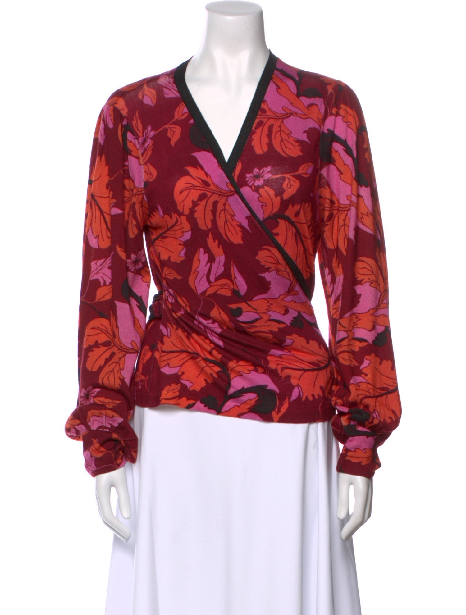 Diane von Furstenberg Merino Wool Floral Print Blouse