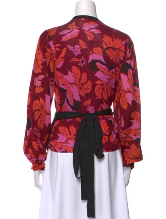 Diane von Furstenberg Merino Wool Floral Print Blouse