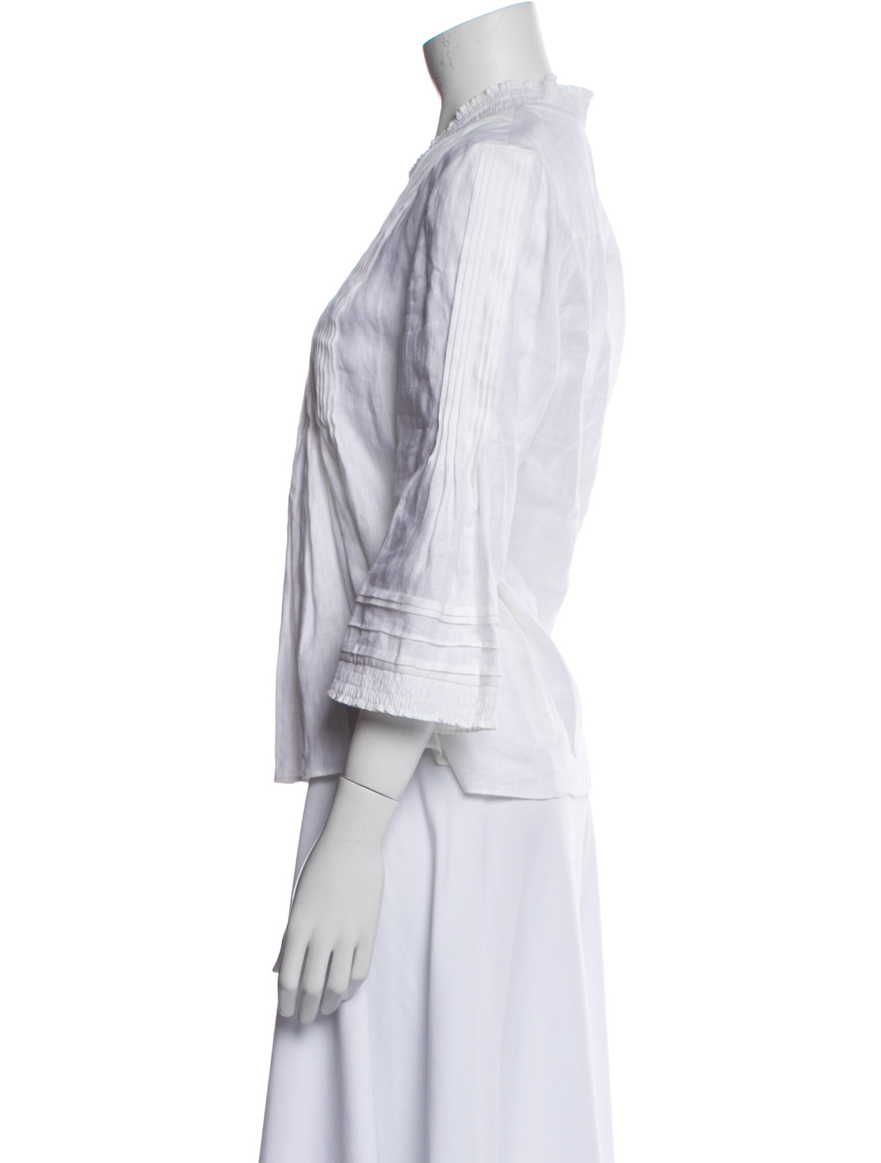 Diane von Furstenberg Linen Striped Button-Up Top