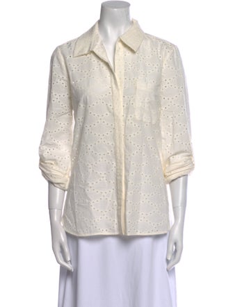 Diane von Furstenberg Three-Quarter Sleeve Button-Up Top