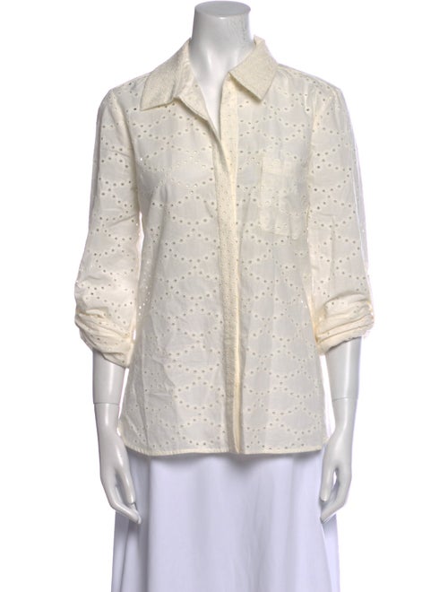 Diane von Furstenberg Three-Quarter Sleeve Button-Up Top