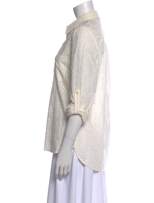 Diane von Furstenberg Three-Quarter Sleeve Button-Up Top