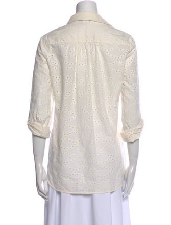 Diane von Furstenberg Three-Quarter Sleeve Button-Up Top