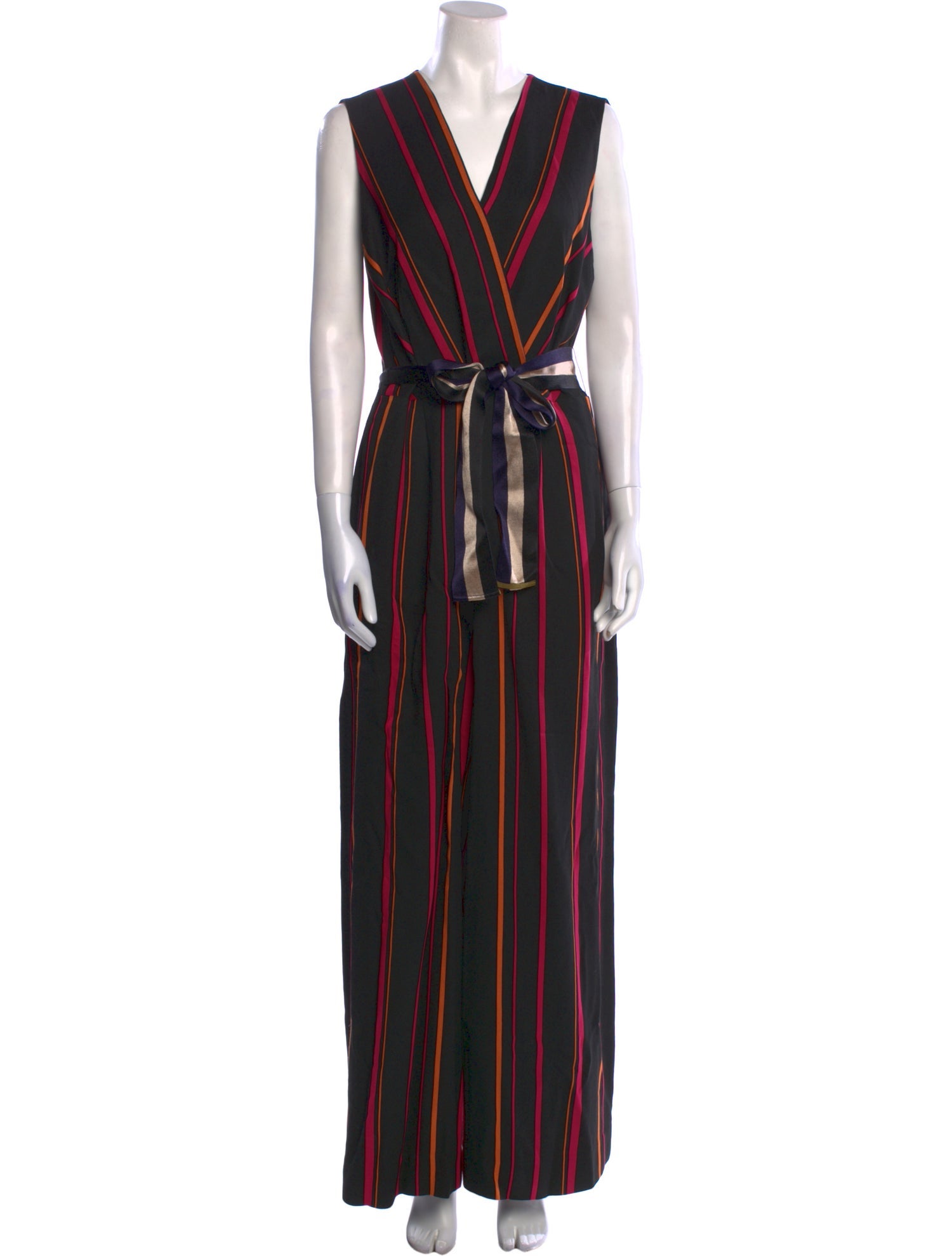 Diane von Furstenberg Striped V-Neck Jumpsuit