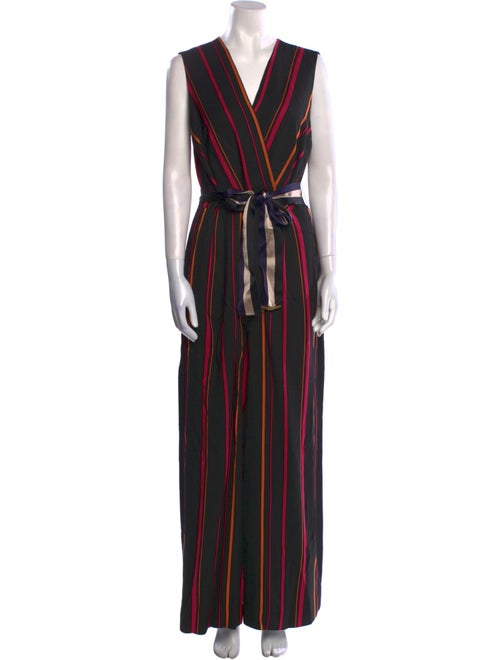 Diane von Furstenberg Striped V-Neck Jumpsuit