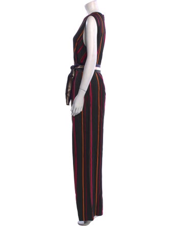Diane von Furstenberg Striped V-Neck Jumpsuit