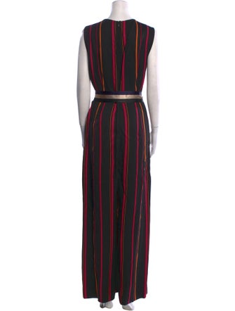 Diane von Furstenberg Striped V-Neck Jumpsuit