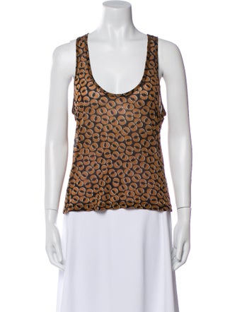 Diane von Furstenberg Animal Print Scoop Neck Top