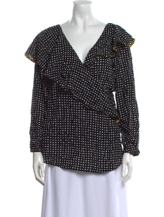 Diane von Furstenberg Silk Polka Dot Print Blouse