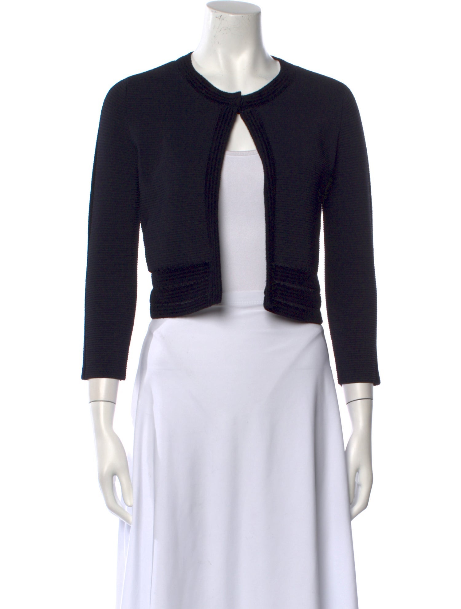 Diane von Furstenberg Crew Neck Three-Quarter Sleeve Crop Top