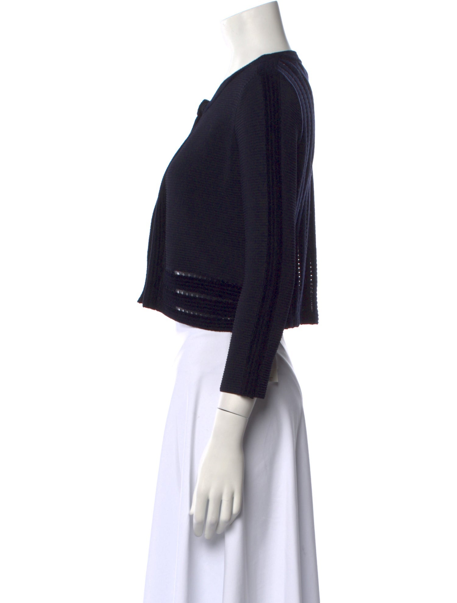 Diane von Furstenberg Crew Neck Three-Quarter Sleeve Crop Top