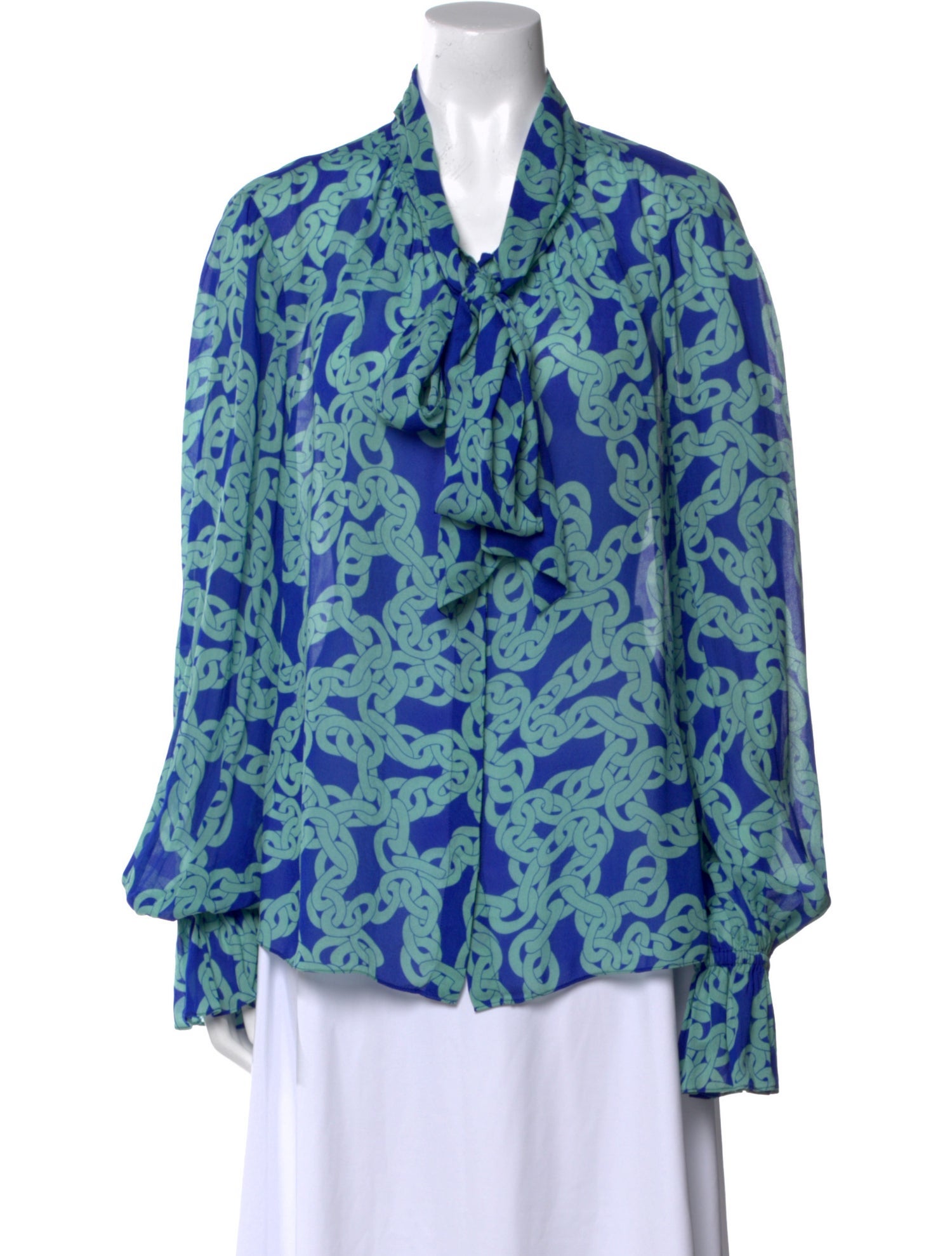 Diane von Furstenberg Floral Print Tie Neck Blouse