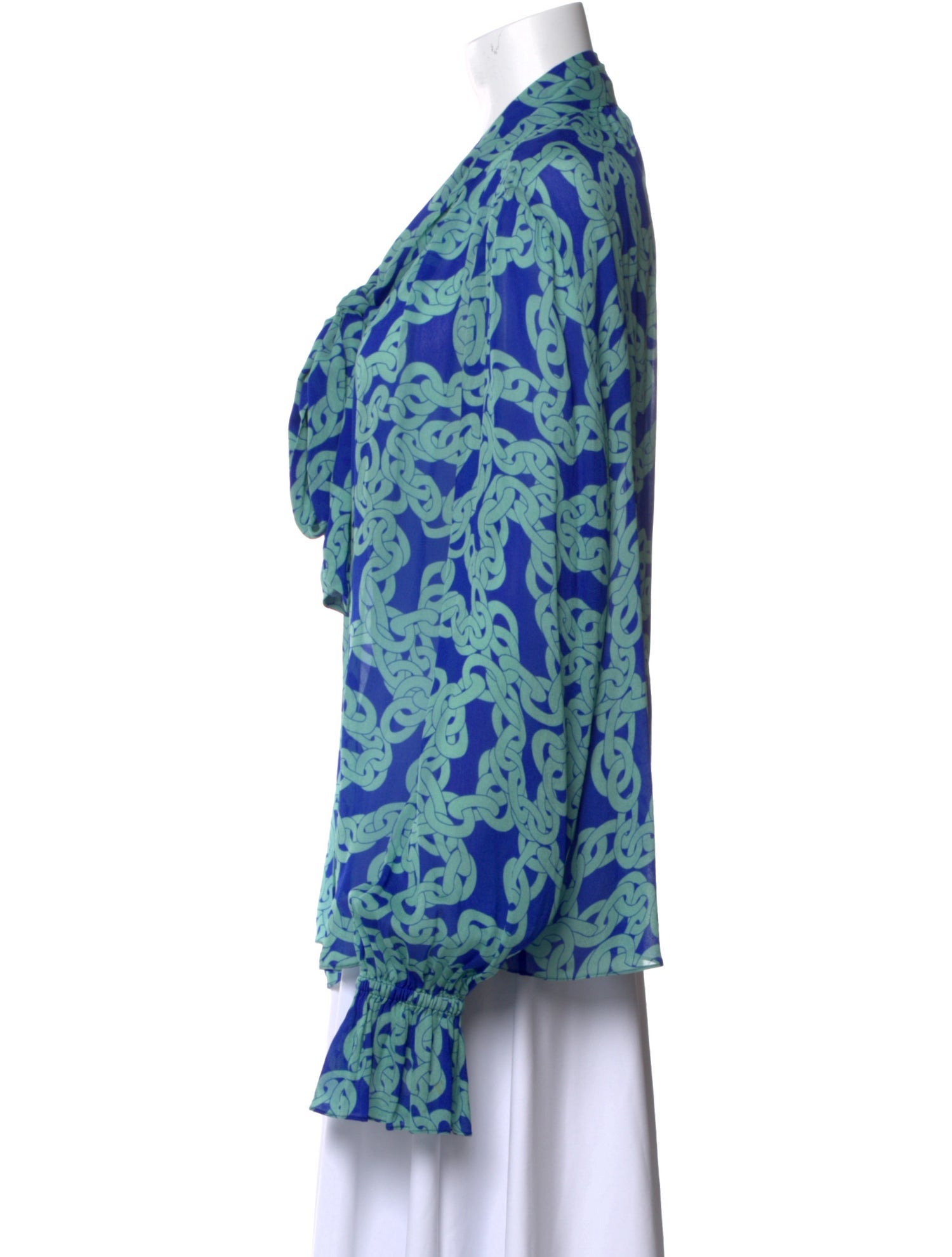 Diane von Furstenberg Floral Print Tie Neck Blouse