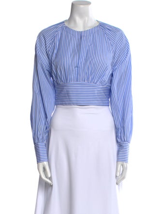 Diane von Furstenberg Striped Crew Neck Crop Top