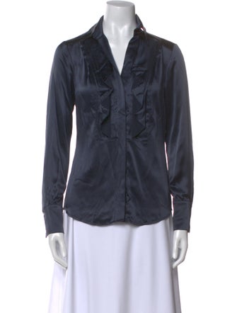 Diane von Furstenberg Silk Long Sleeve Button-Up Top