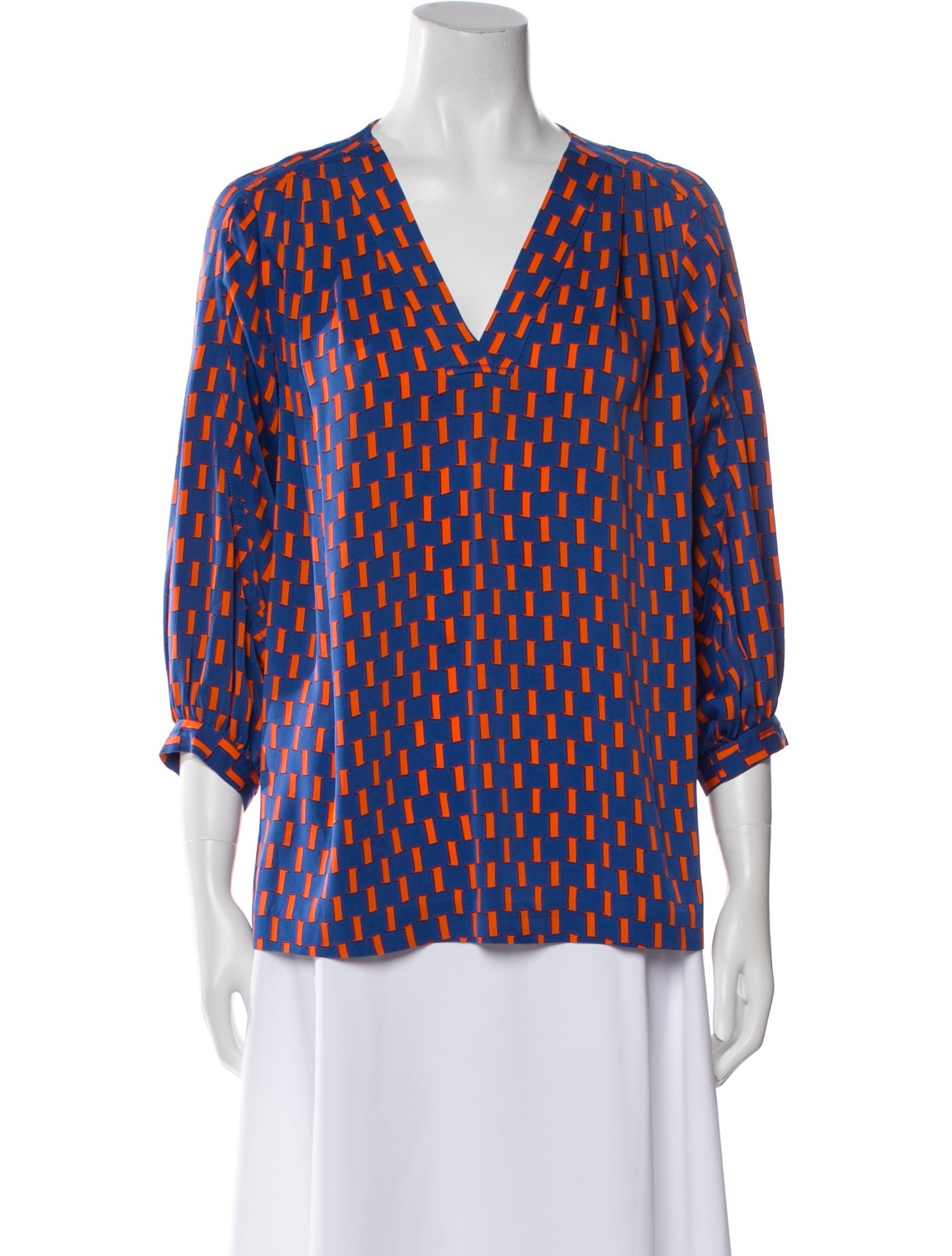 Diane von Furstenberg Printed V-Neck Blouse
